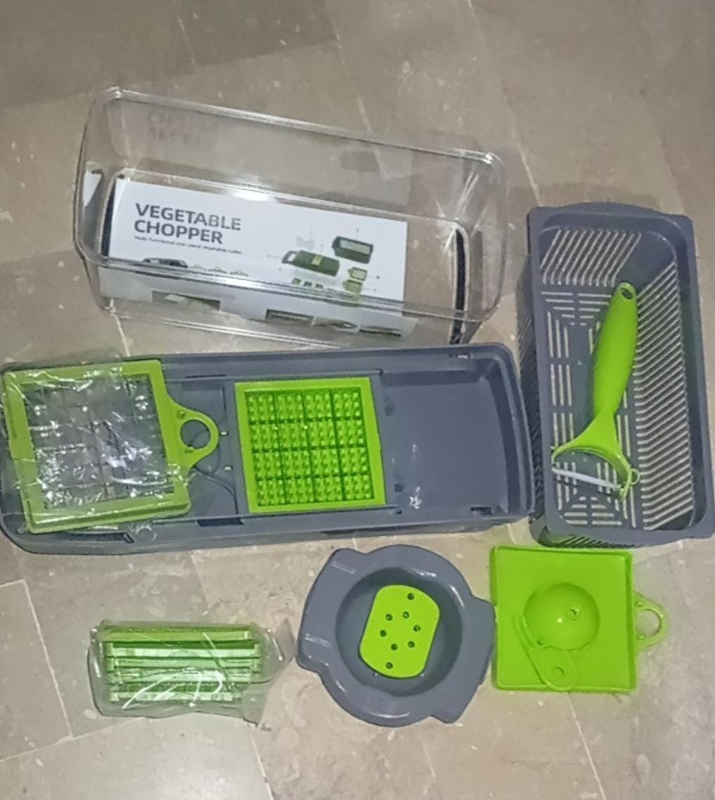 16-In-1 Multifunctional Vegetable Chopper & Slicer with Colander Basket and Storage Container – Heavy-Duty Food Cutter